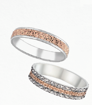 Alliances fantaisie or rose or blanc